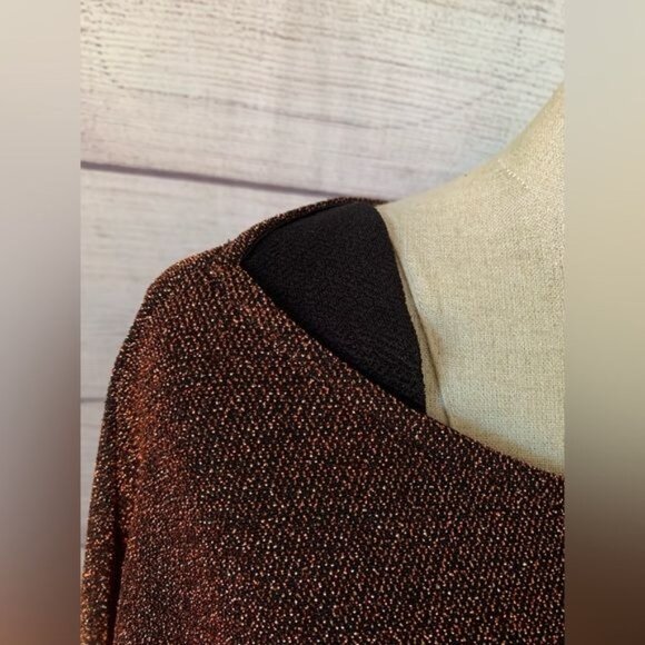 IC by Connie K Medium Rust Black Metallic Bateau Neck Tunic - Picture 5 of 12